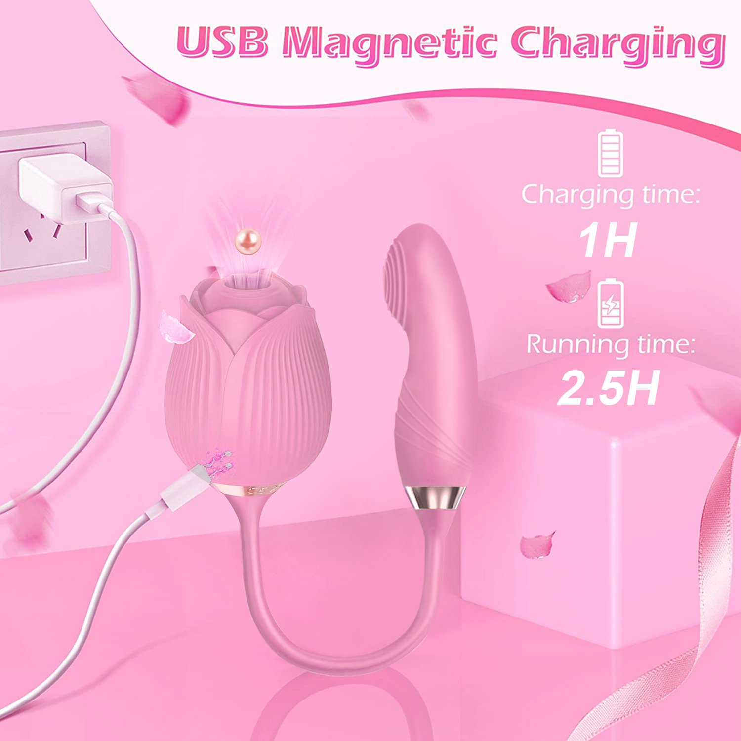Rose-Sucking Mimic Finger Wiggling Vibrator Dildo for Women 3in1 G Spot Anal Vibrators Stimulator Female Vibrating Egg Adult Toy