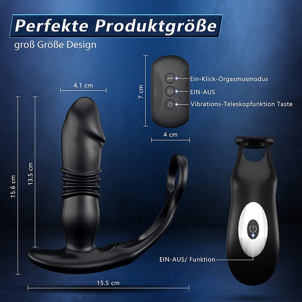 Dual Cock Ring Anal Toy Butt Plug Thrusting Anal Vibrator Prostate Massager Remote Control Anal Male Adult Sex Toys