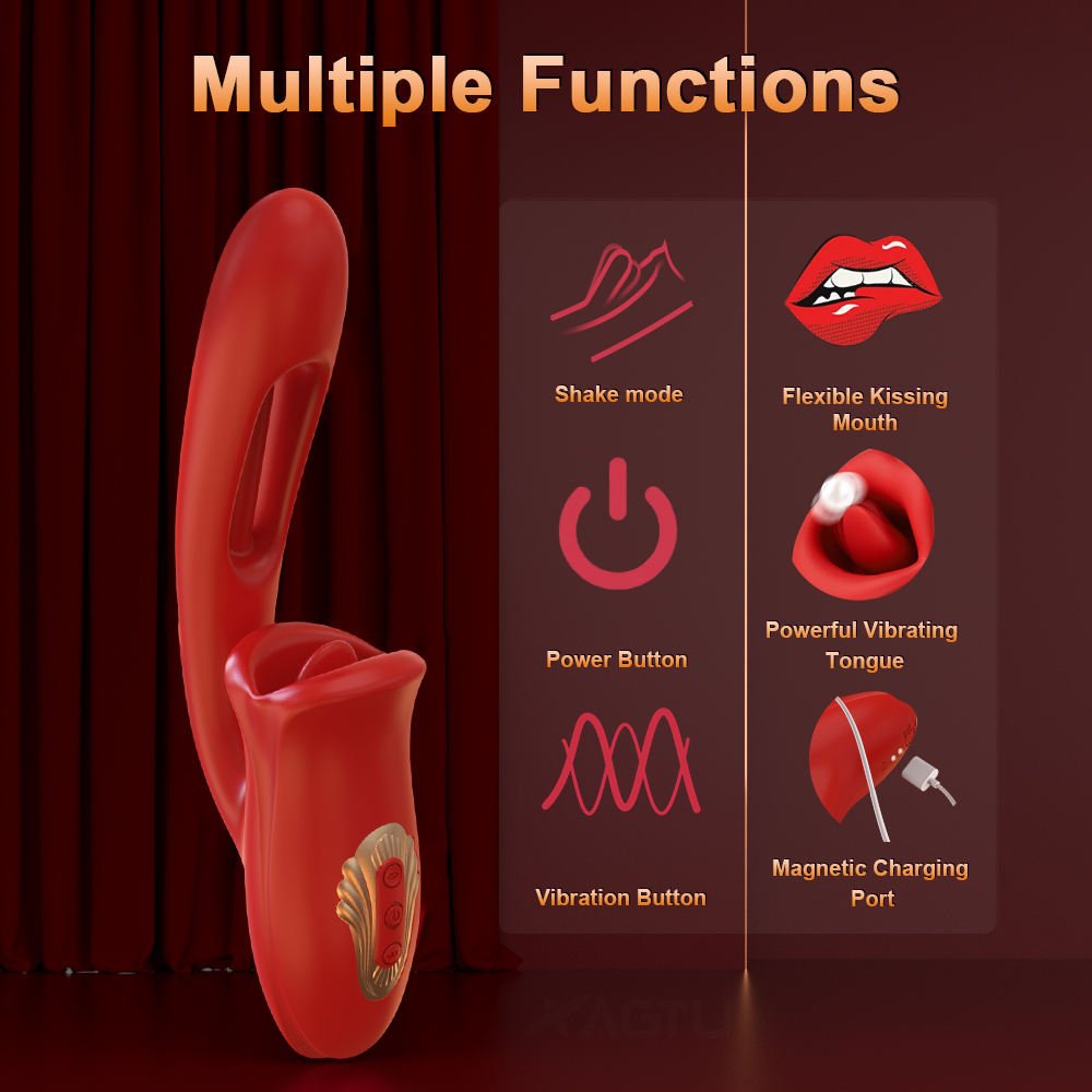 Factory wholesale 3-in-1 female mouth bite flap heated vibrator adult sex toys dildo vibrator