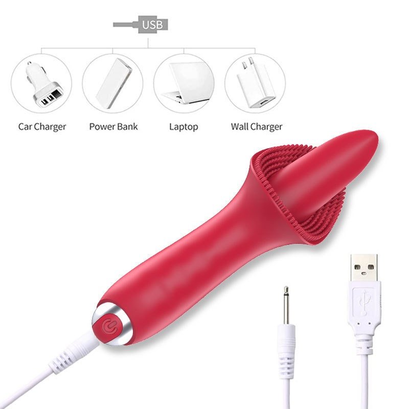 10 Vibration Modes Plug-in Electric Tongue Vibrator Premium Contour Head Stimulation Clitoris Nipples Anal Sex Toys for Women