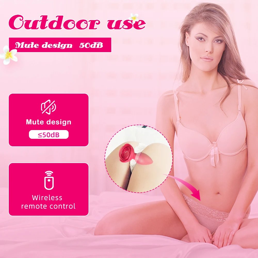 Anal Sex Toy Rose Vibrator for Women Remote Control Butt Plug with 10 Modes Vibrating Prostate Massager Silicone Stimulator