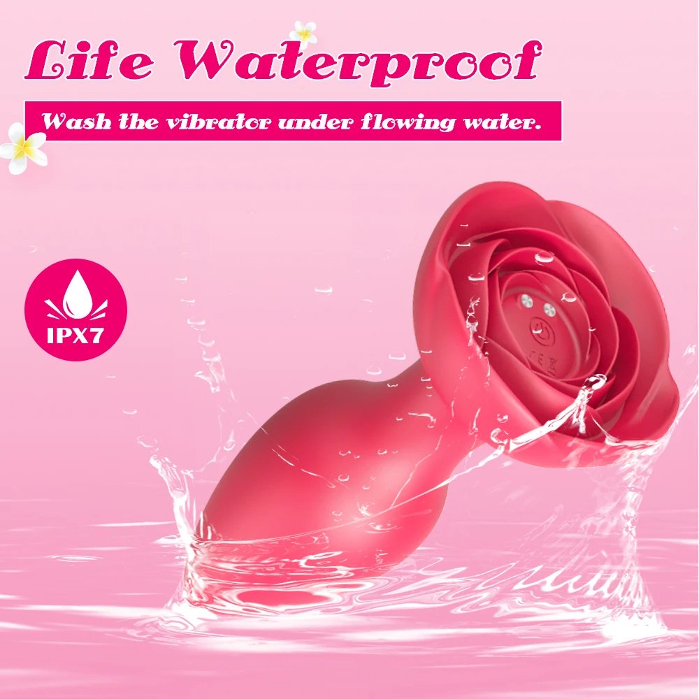 Anal Sex Toy Rose Vibrator for Women Remote Control Butt Plug with 10 Modes Vibrating Prostate Massager Silicone Stimulator