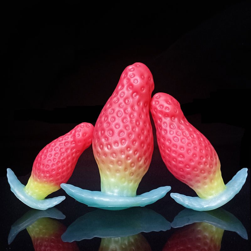 HM Cute Strawberry Anal Plug Enema Butt Massager Vagina Orgasm Silicone Male Masturbator Dildo Anal Plug For Men Women
