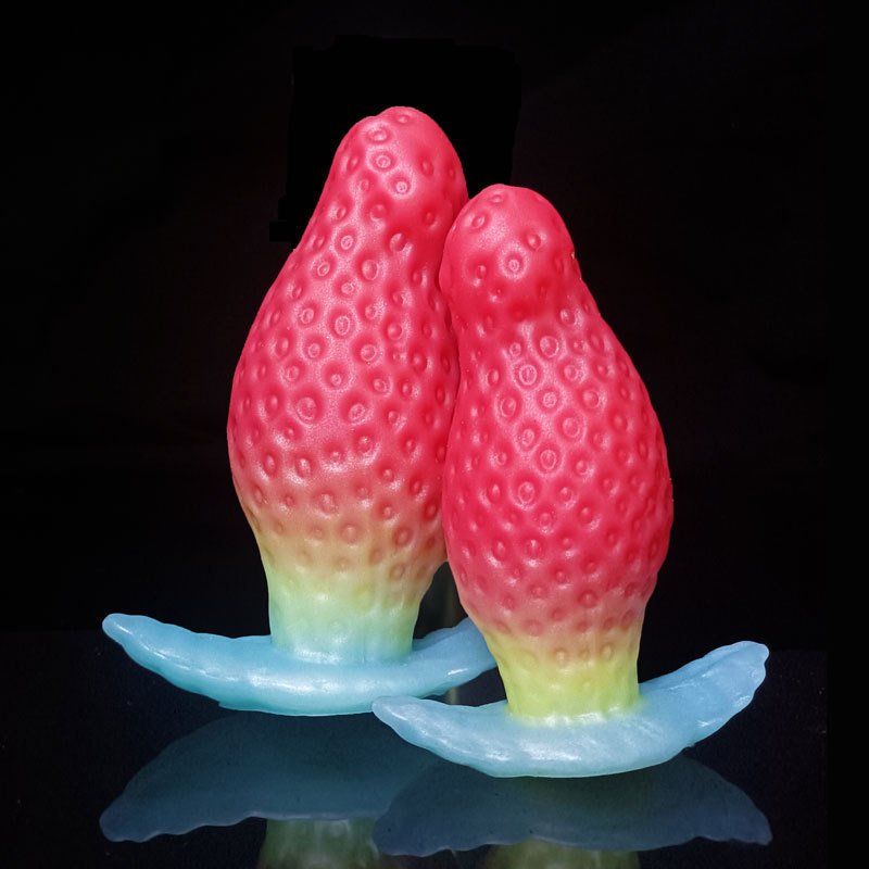 HM Cute Strawberry Anal Plug Enema Butt Massager Vagina Orgasm Silicone Male Masturbator Dildo Anal Plug For Men Women