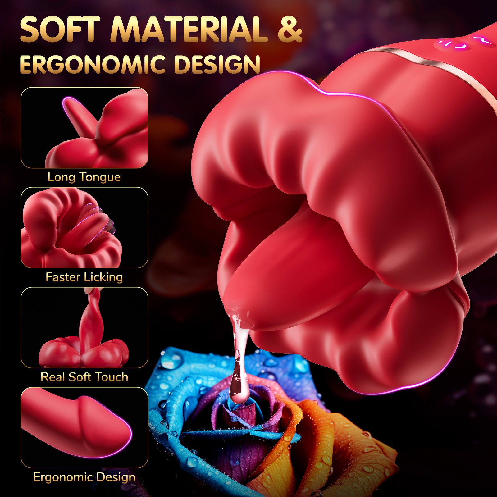 AAV Manufacturer G Spot Sex Toys Vibrator Dildo with 10 Tongue Licking 10 Vibration Vagina Couples Sex Toys
