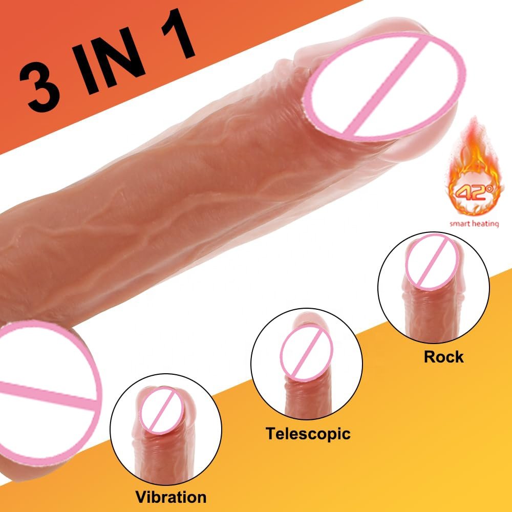 Thrusting Realistic Penis Dildo Vibrator For Women Female Telescopic Rotation Heating G Spot Clitoral Anal Stimulation Vibrator
