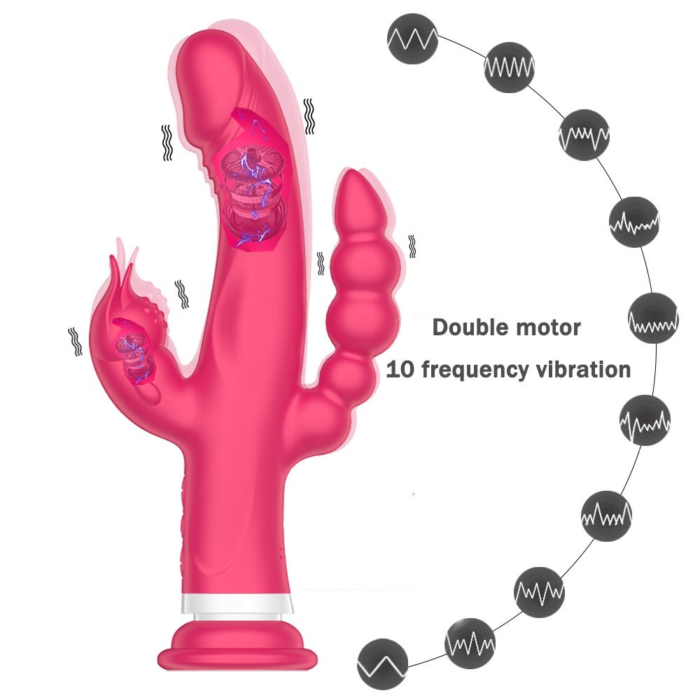 Newest 3 in 1 adult sex toys rabbit vibrator masturbator thrusting rabbit vibrator g-spot dildo usb charger rabbit vibrator