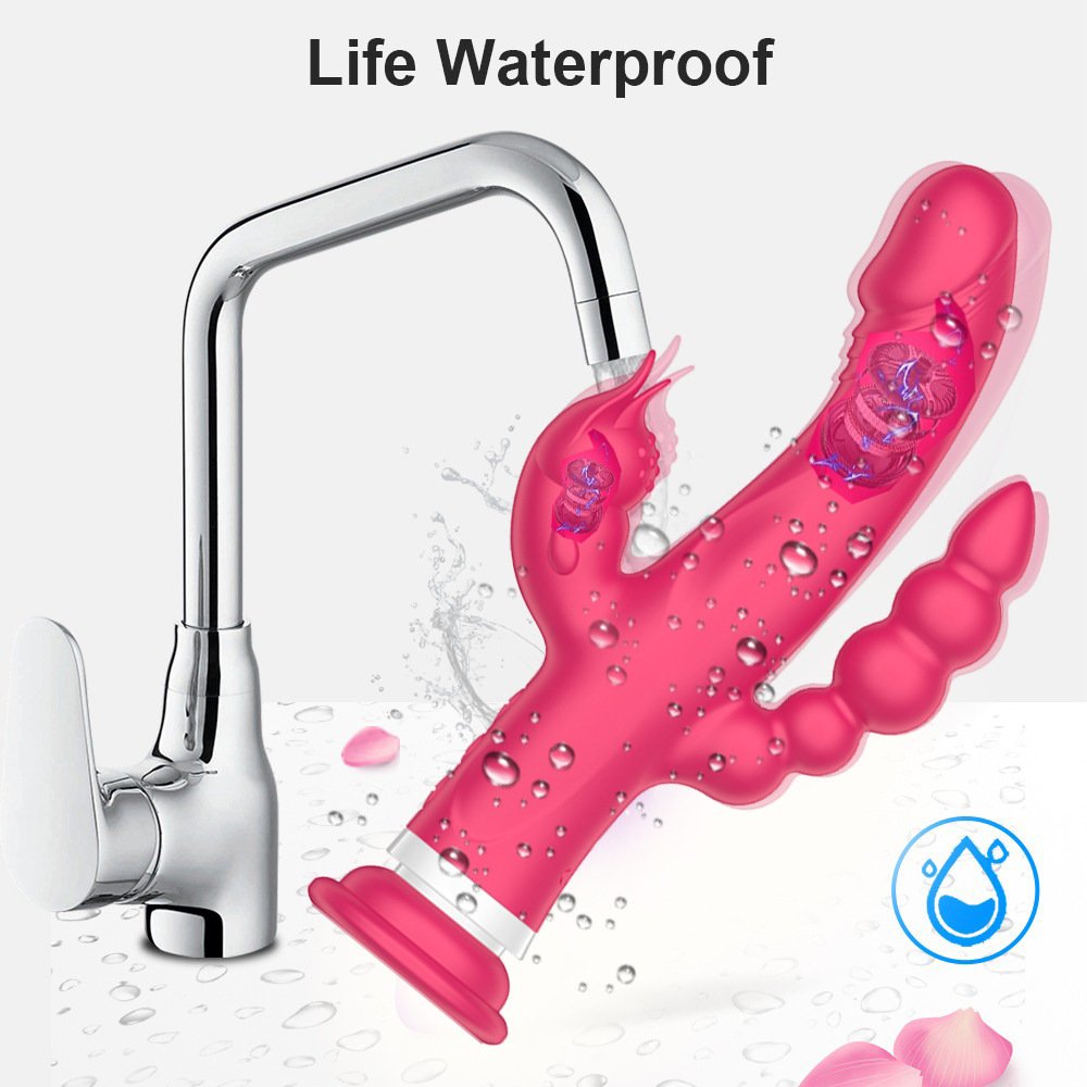 Newest 3 in 1 adult sex toys rabbit vibrator masturbator thrusting rabbit vibrator g-spot dildo usb charger rabbit vibrator