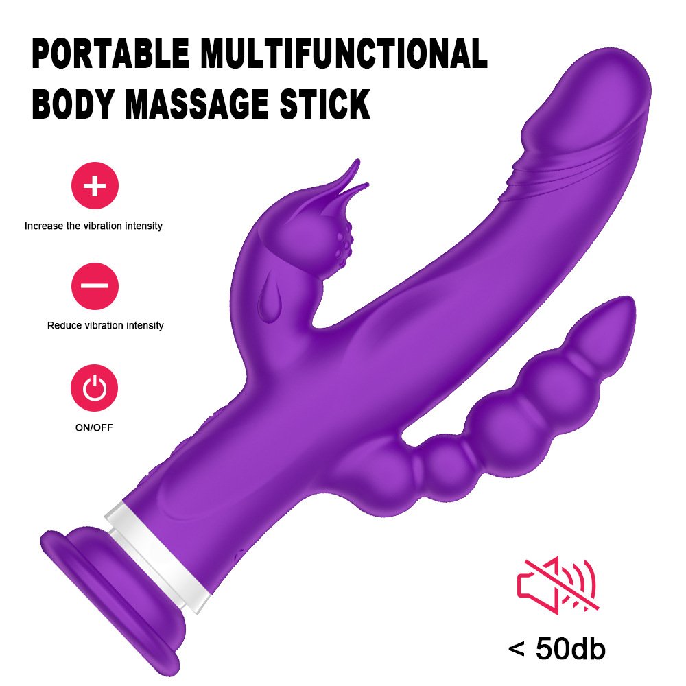 Newest 3 in 1 adult sex toys rabbit vibrator masturbator thrusting rabbit vibrator g-spot dildo usb charger rabbit vibrator