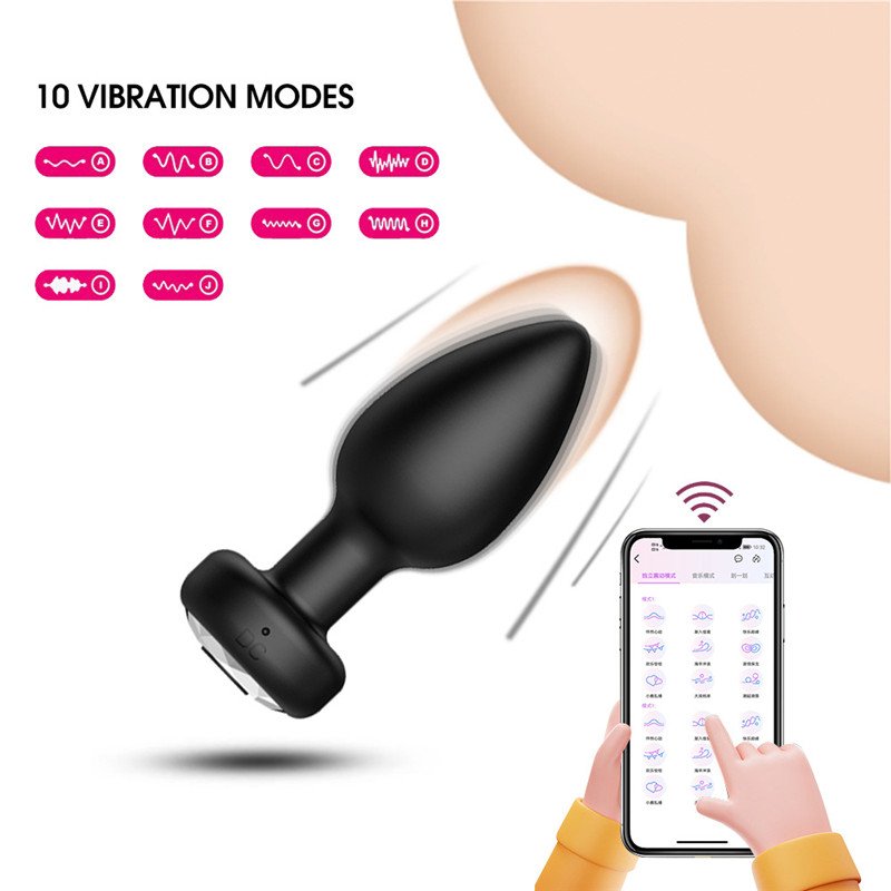 Wholesale 10 frequency vibrating butt plug with remote control APP small Silicone wireless anal plug vibrator for women