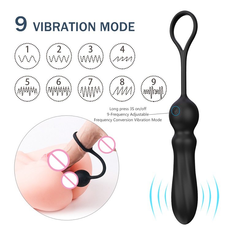 S147 Anal Plug with Penis Ring with 9 Vibration Patterns Adult Toys for Couples Men Women Pleasure Sex Toys