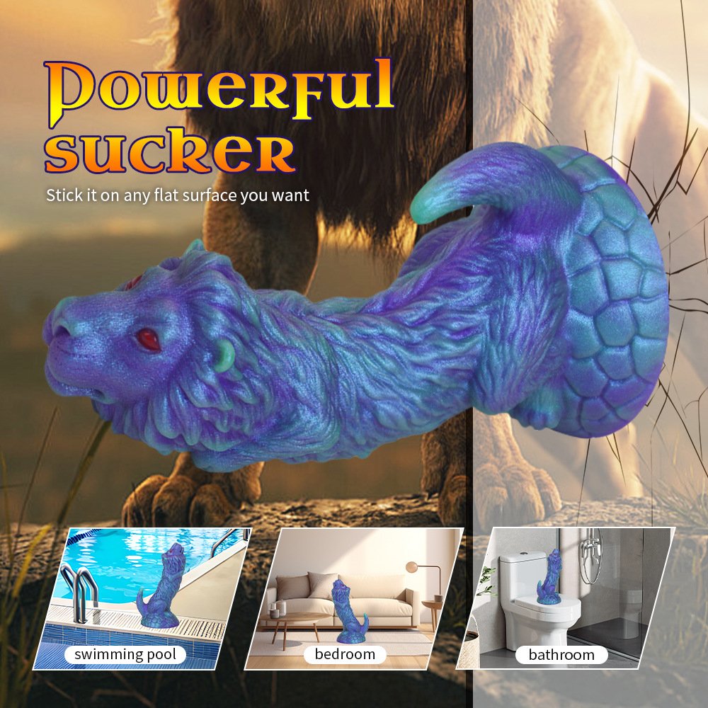 Blue Lion shaped penis Adult back court stimulation anal plug penis female orgasm toy sm prop penis