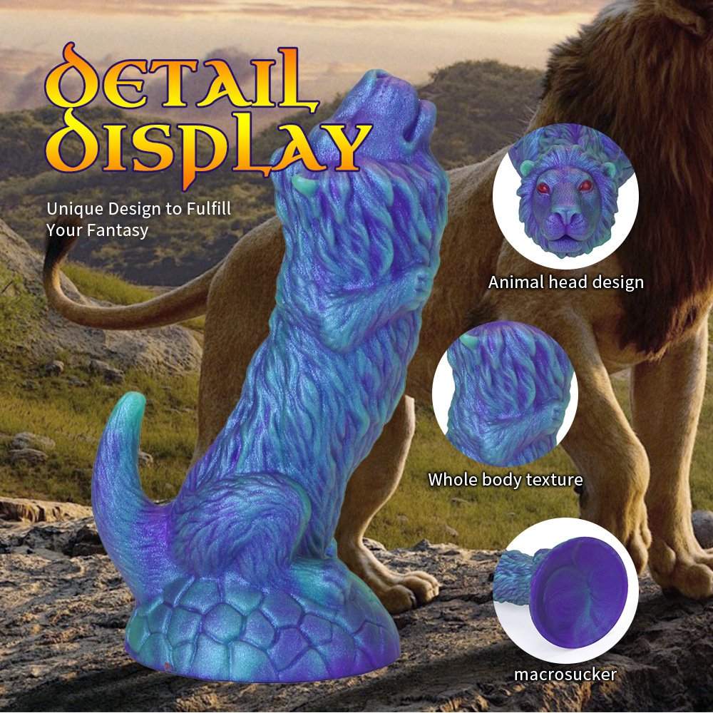 Blue Lion shaped penis Adult back court stimulation anal plug penis female orgasm toy sm prop penis