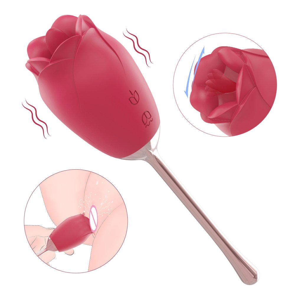 Quaige Rose Vibrator Licking Sucking Thrusting for Women Clitoral Stimulation and Breast Massager