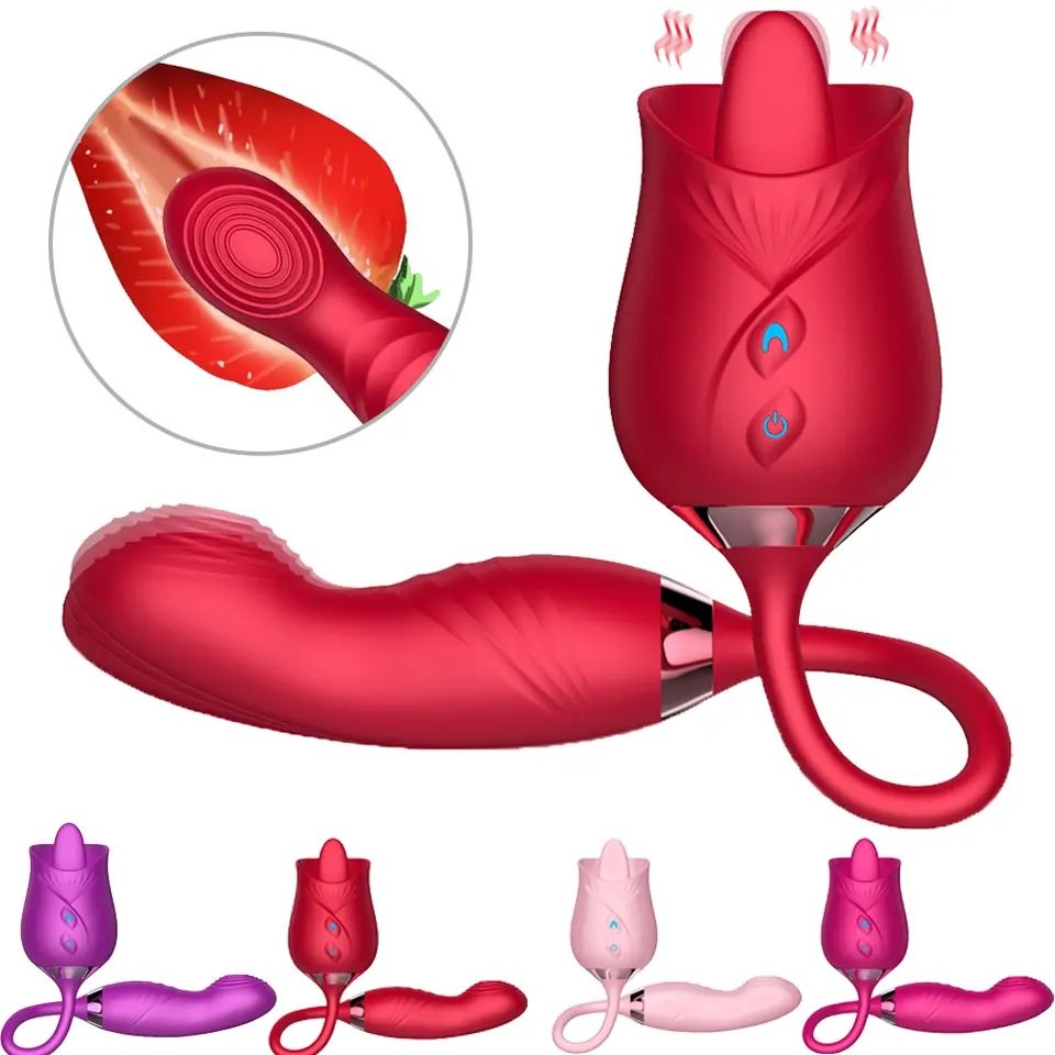 Quaige Rose Vibrator Licking Sucking Thrusting for Women Clitoral Stimulation and Breast Massager