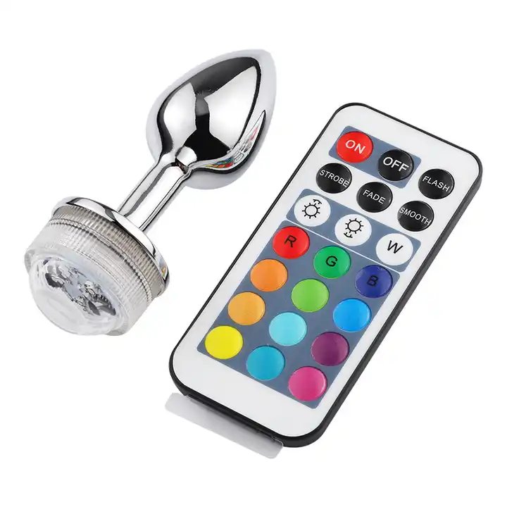 LED Butt Plug Colorful Light Up In The Glow Metal Anal Plug with Remote Control Waterproof Anal Sex Toys for Women Man