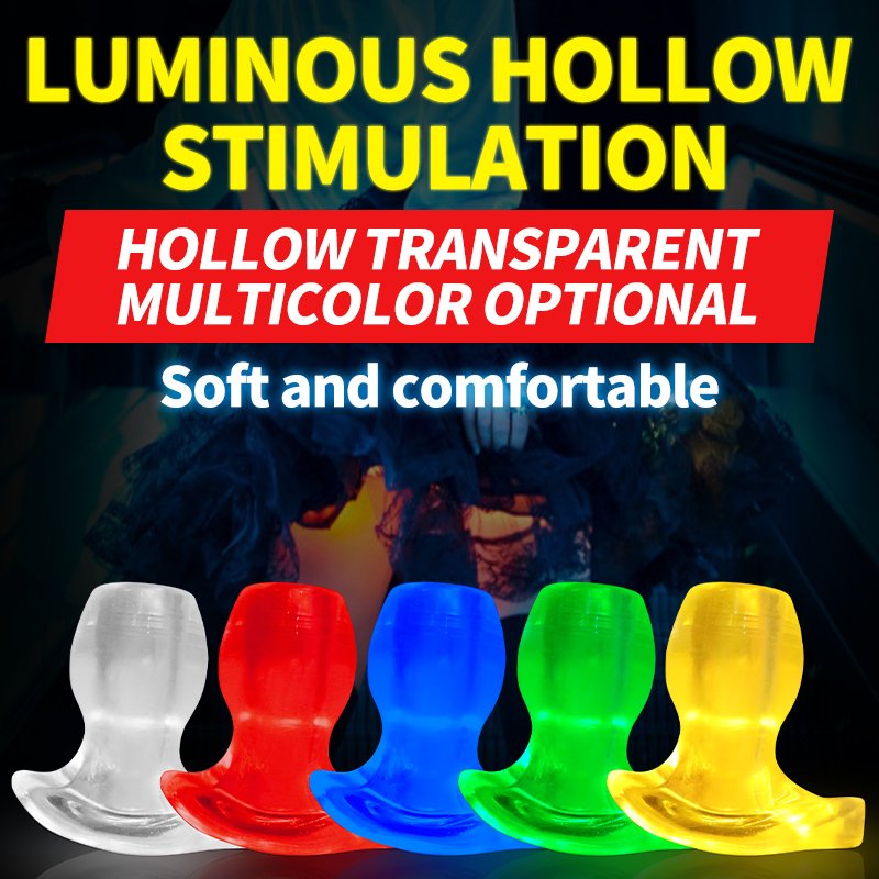 LED Butt Plug Hollow Anal Butt Plug Anal Douche Enema Sex Toys Luminous Anal Plug