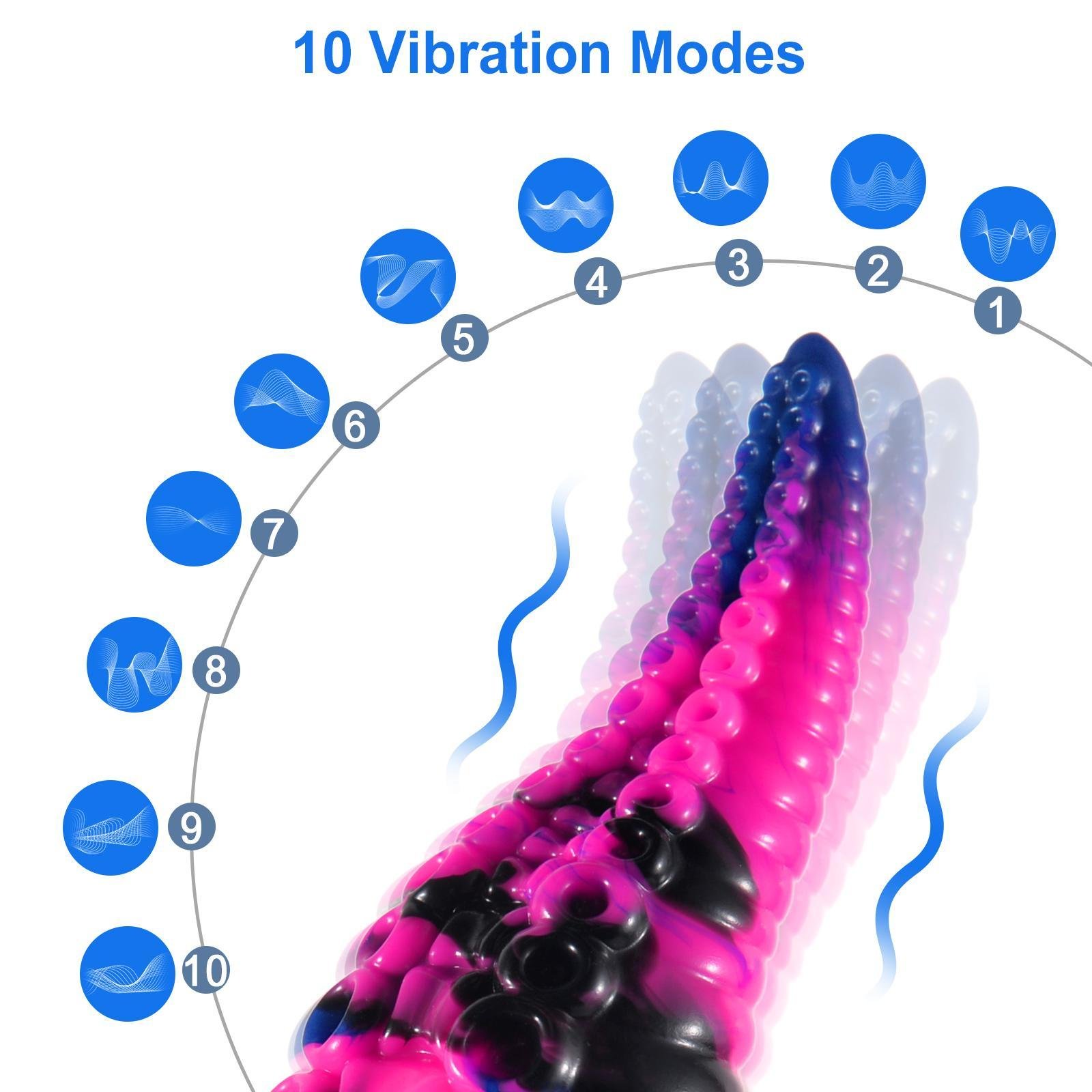 Colorful 8.7" Octopus Tentacle Shape 10Modes Vibration Anal Dildo Big Monster G-Spot Massager Anal Plug Sex Toy for Women