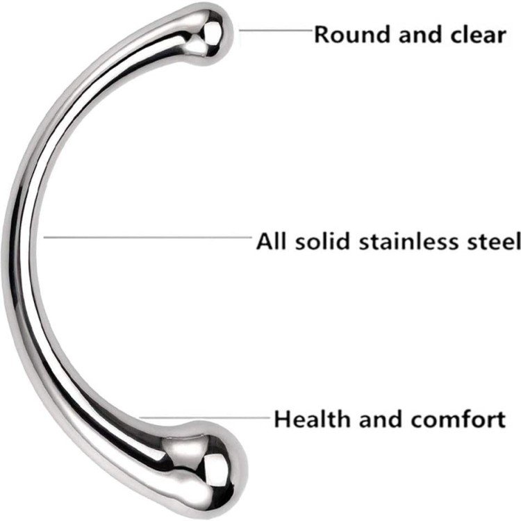 Double Ended Stainless Steel G Spot Wand Massage Stick Pure Metal Penis P-spot Stimulator Anal Plug Dildo Sex Toy For Women Men