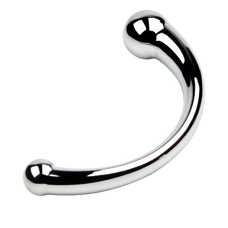 Double Ended Stainless Steel G Spot Wand Massage Stick Pure Metal Penis P-spot Stimulator Anal Plug Dildo Sex Toy For Women Men