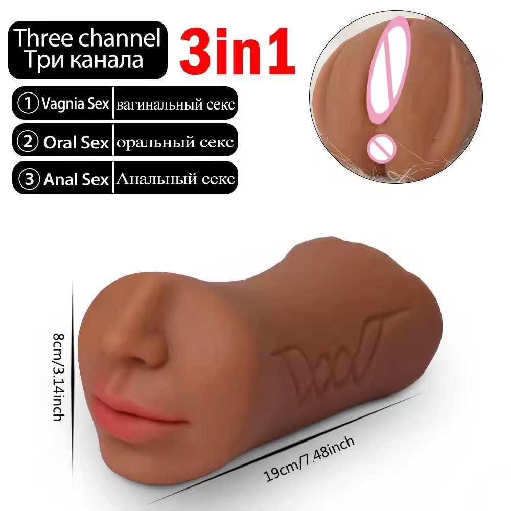 Adult sex toys 3 In 1 3 holes Male Masturbator Pocket Pussy Mouth Anal Sex Toys 3 in 1for Men artificial silicone vaginas