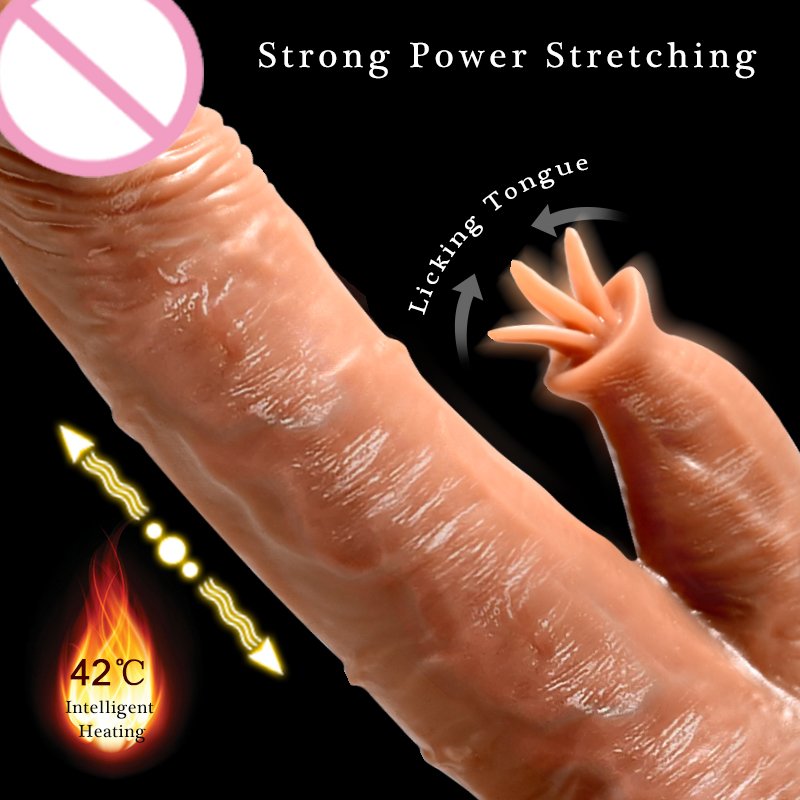 Women's Wearable 12-Frequency Heating Vibrator Huge Liquid Silicone Dildo Juguetes Sexuales/Licking Tongue Sex Toys