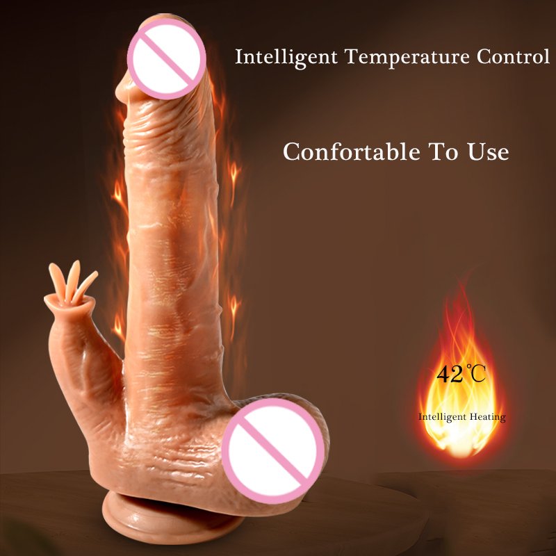 Women's Wearable 12-Frequency Heating Vibrator Huge Liquid Silicone Dildo Juguetes Sexuales/Licking Tongue Sex Toys