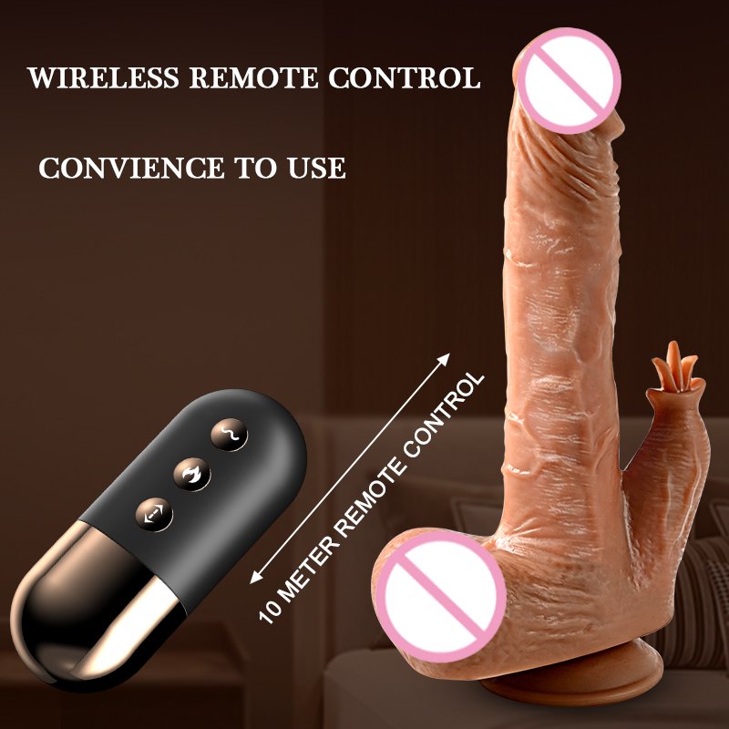 Women's Wearable 12-Frequency Heating Vibrator Huge Liquid Silicone Dildo Juguetes Sexuales/Licking Tongue Sex Toys