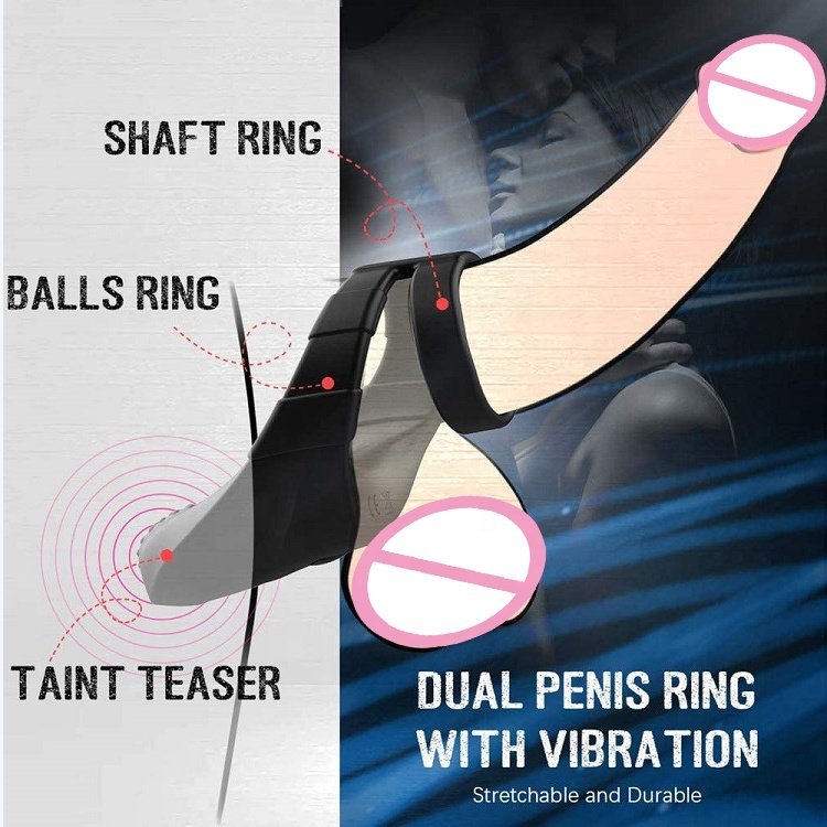 Hot Sale Vibrating Double Cock Ring with Ball Stimulation Sex Toys for Man Prostate Massager Dual Cock Ring Sex Toys for Men