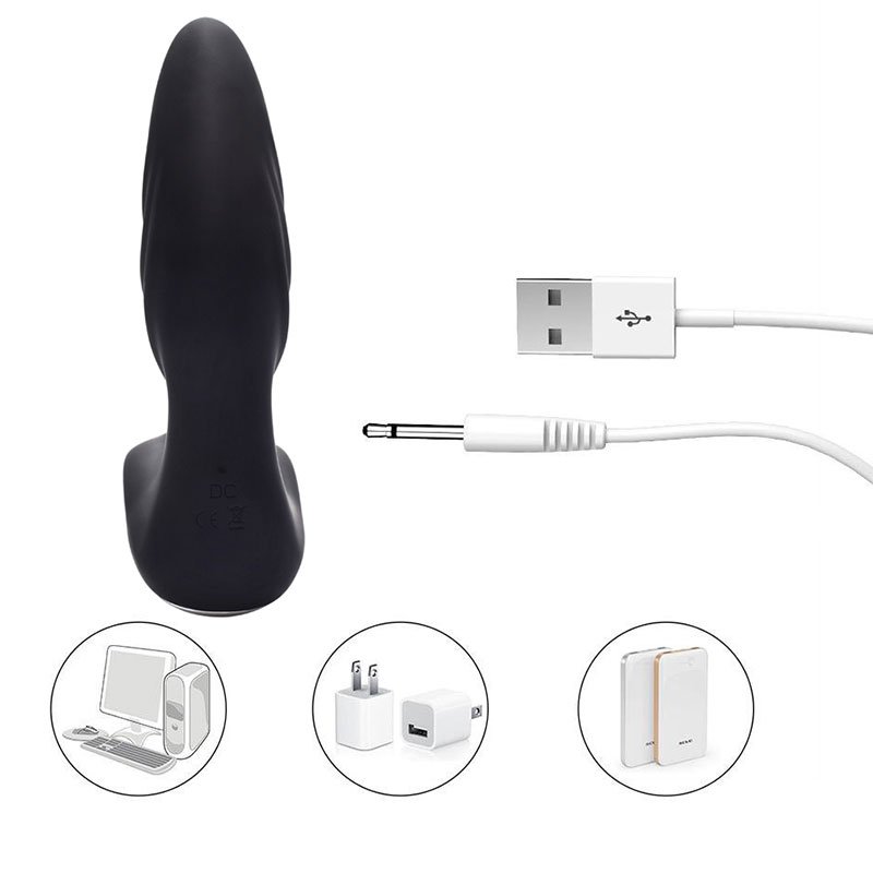 Black Purple Electric Prostate Massager Vibrating USB Rechargeable Anal Sex Toys