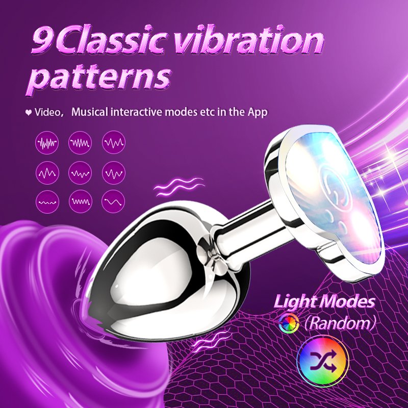 Wireless Remote Control Heart Base Butt Plug Vibrator Mobile App Sex Toys for Women & Men Metal Anal Plug Juguetes Sexuales