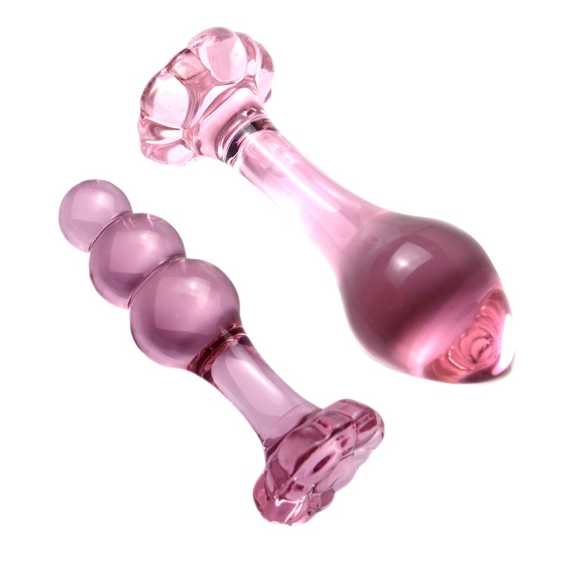 Pink Glass Butt Plug Anal Beads Dildo Plugs Gay Toys