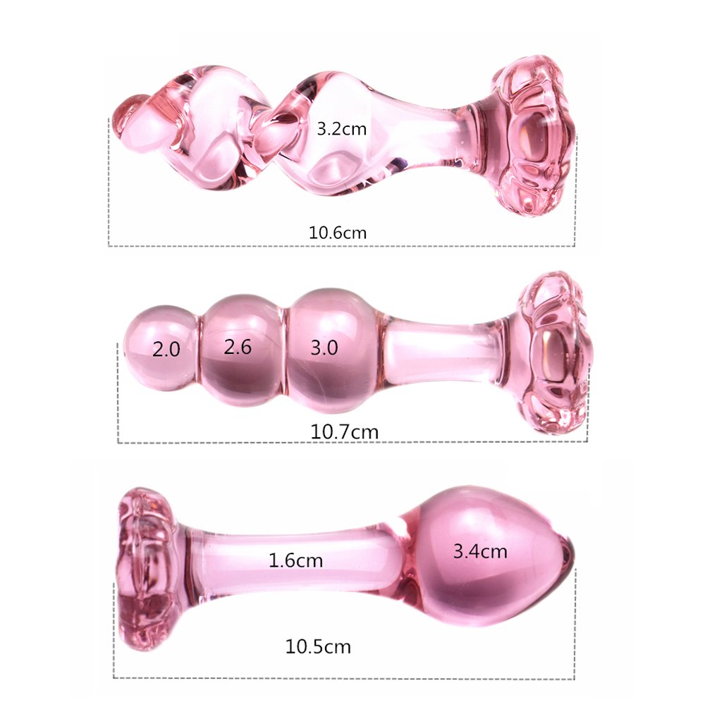Pink Glass Butt Plug Anal Beads Dildo Plugs Gay Toys