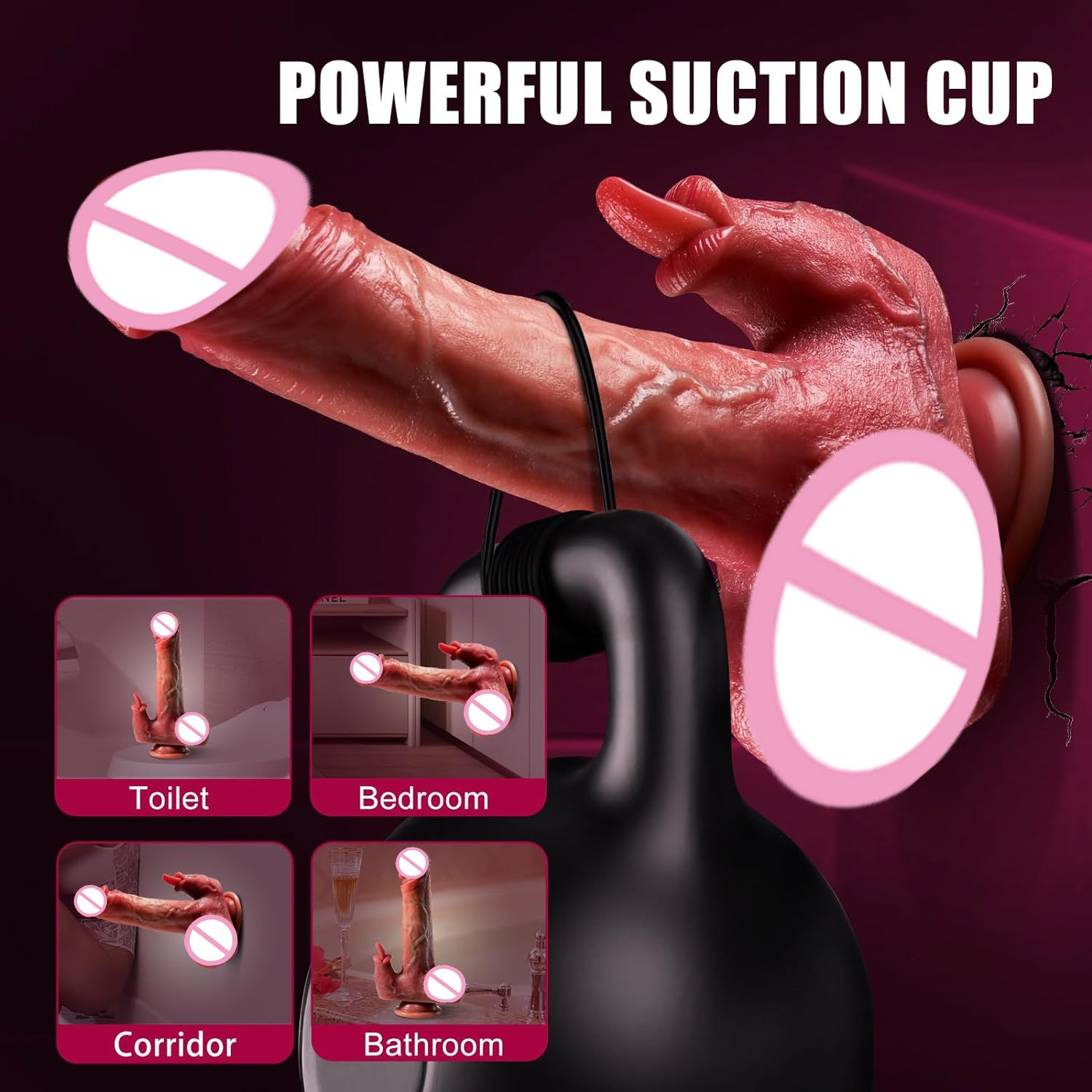 Realistic Thrusting Dildo Licking Vibrator Heating Licking Massager for Anal Clit G-Spot Stimulation Adult Sex Toys for Women