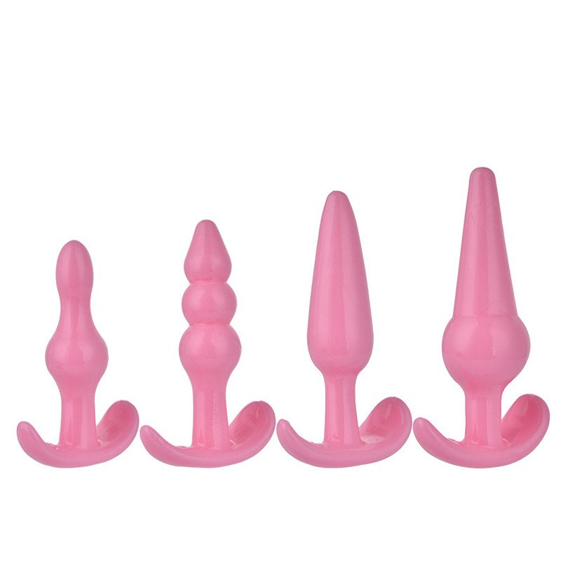 4 In 1 Anal Plug Various Size Butt Plug Set Safe Soft Beads Anal Sex Toy