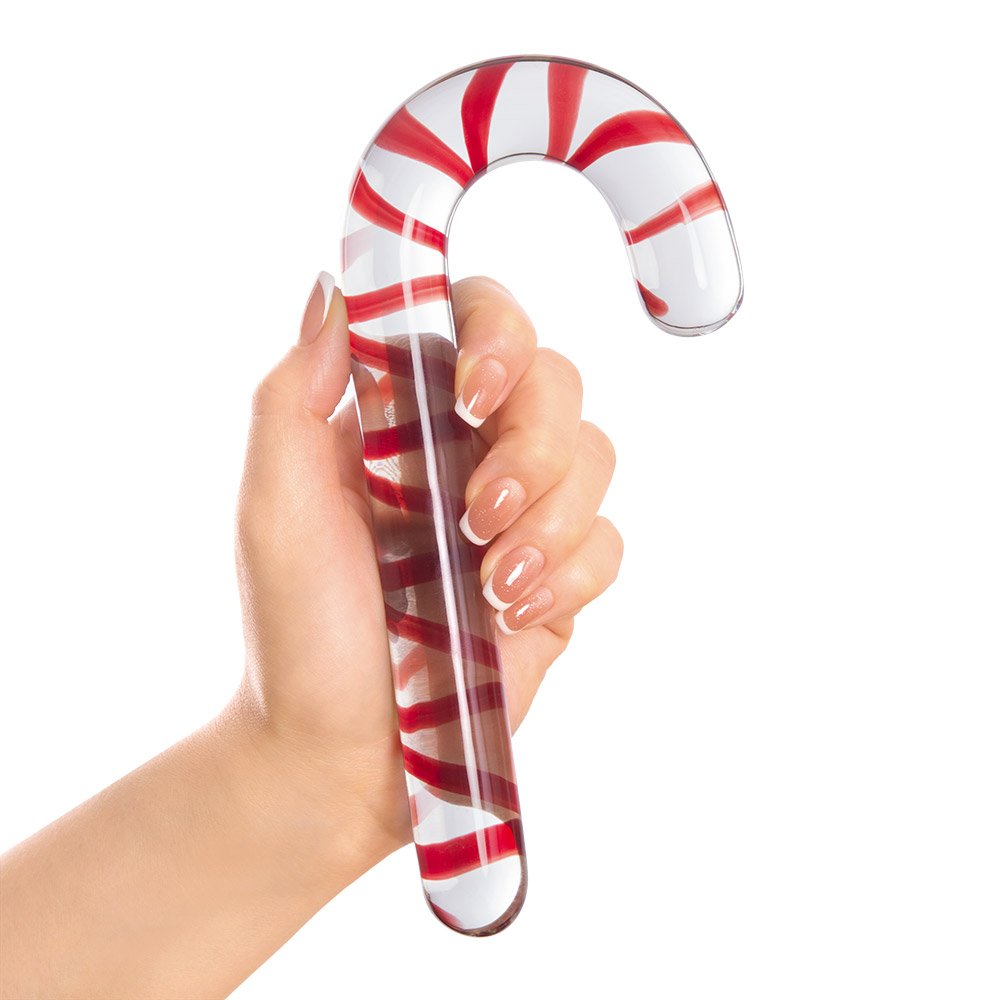 Candy Cane Shaped Anus Vagina Stimulation Anal Sex Toys Crystal Glass Dildo Anal Butt Plug For Female Woman Masturbation Toy