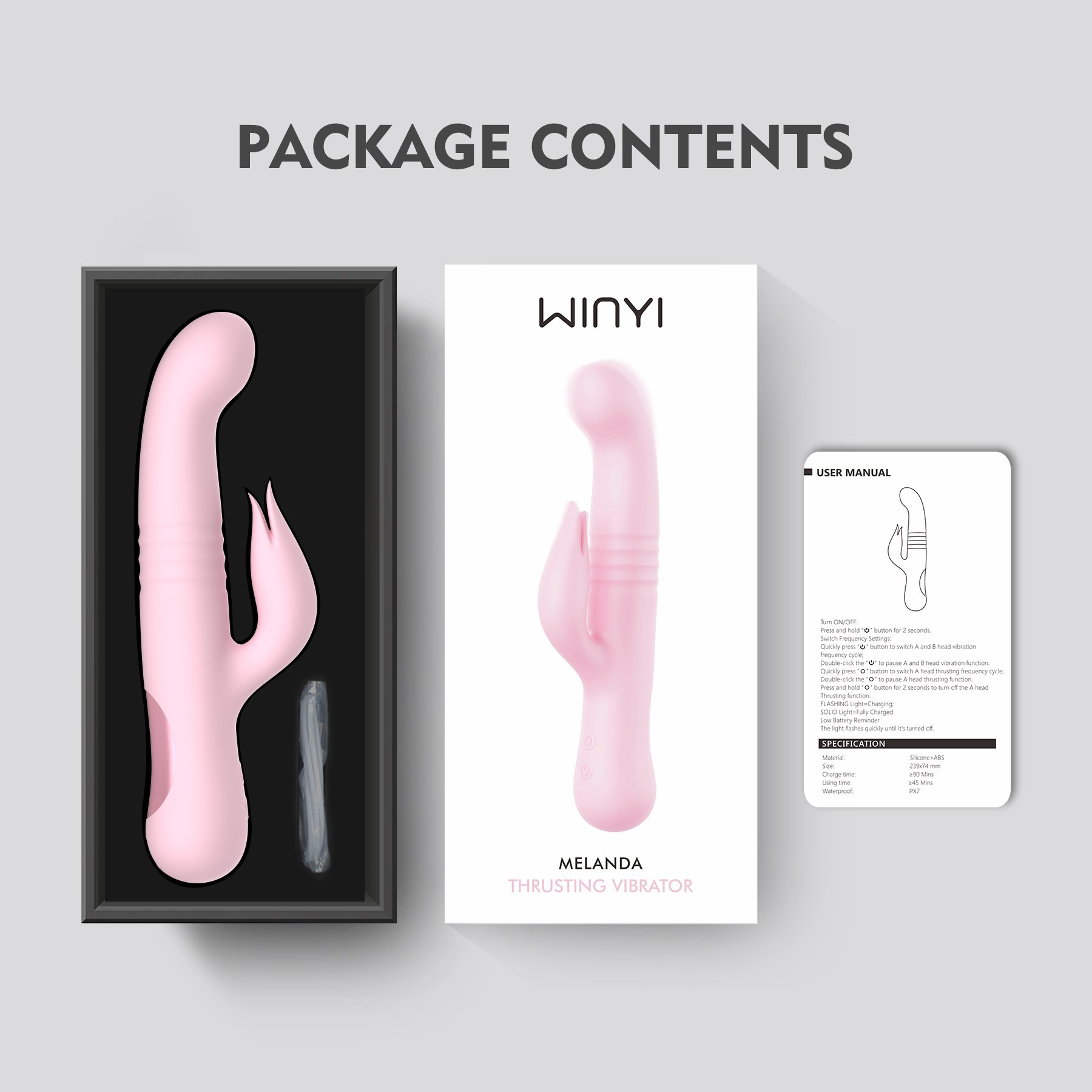WINYI Manufacturer 2024 New 3 In 1 Rabbit Vibrator Jouet Sexuel G-Spot Clitoral Licking Stimulator Thrusting Vibrator