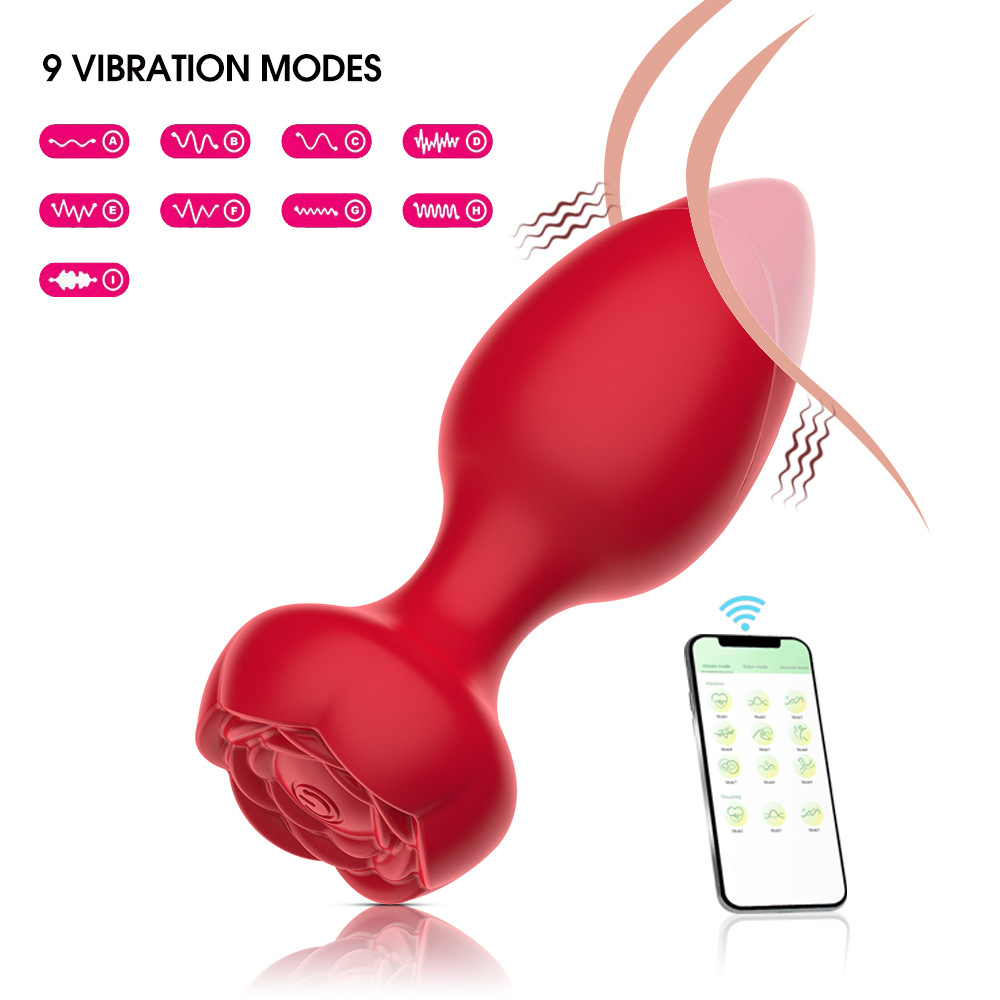 Wireless control Prostate Massage Red Rose Butt Plug Sex Anal Sex toys For Men And Women