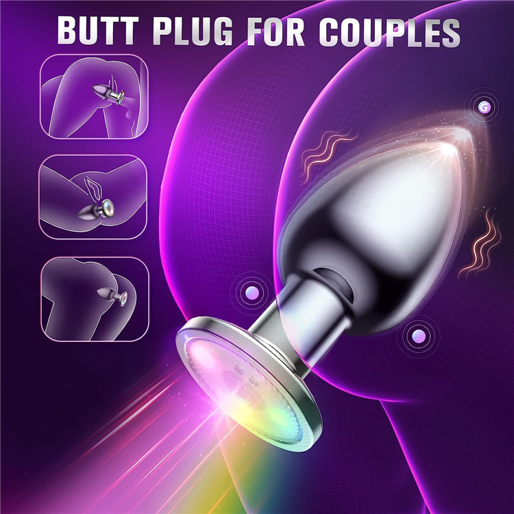 LED Lamp Waterproof Anal Plug Stimulator Prostate Masssger Light Up Butt Plug Trainer Kit for Men Women Beginner