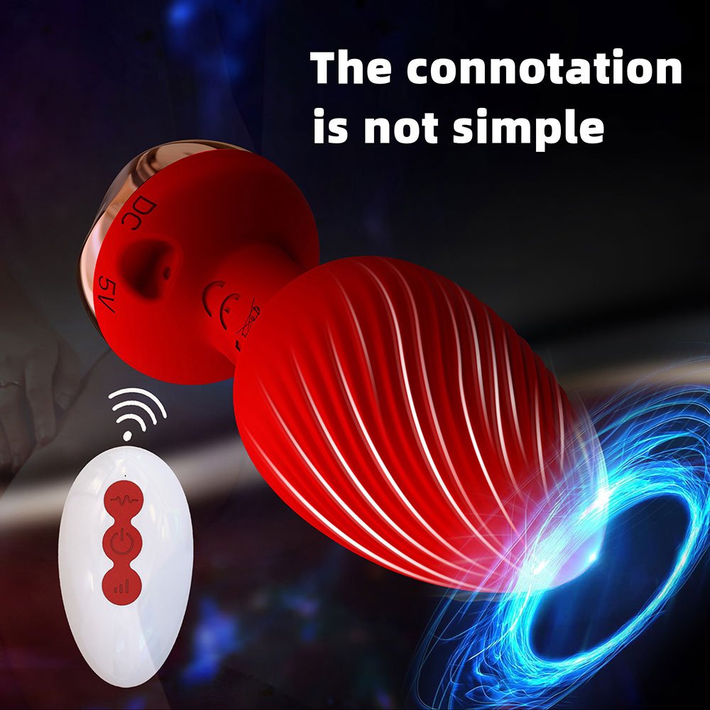 Anal Sex Toy Rose Vibrator for Women Remote Control Butt Plug with 10 Modes Vibrating Prostate Massager Silicone Stimulator