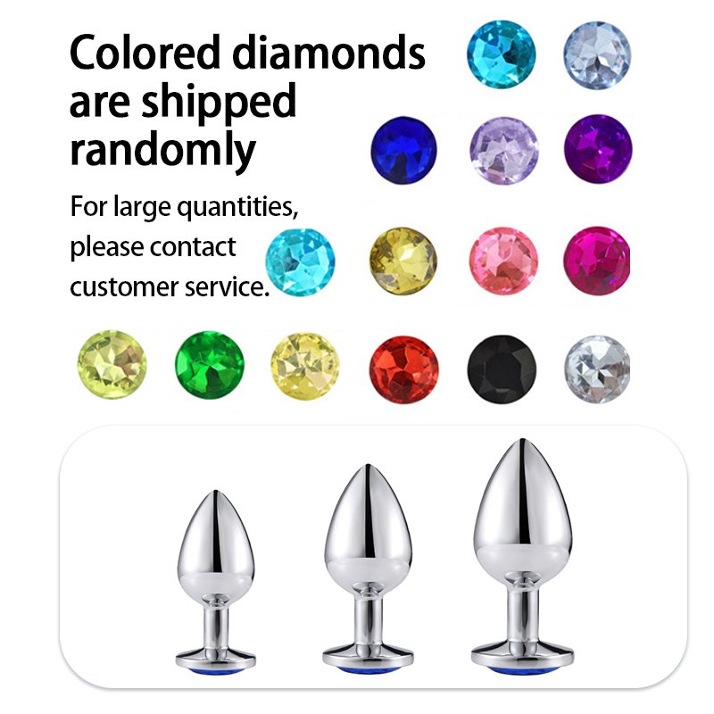 Colored Diamond Stainless Steel Anal Plug Universal Posterior Butt Plug for Men and Women Conventional Adult Sex Product BDSM