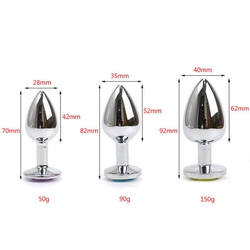 Colored Diamond Stainless Steel Anal Plug Universal Posterior Butt Plug for Men and Women Conventional Adult Sex Product BDSM