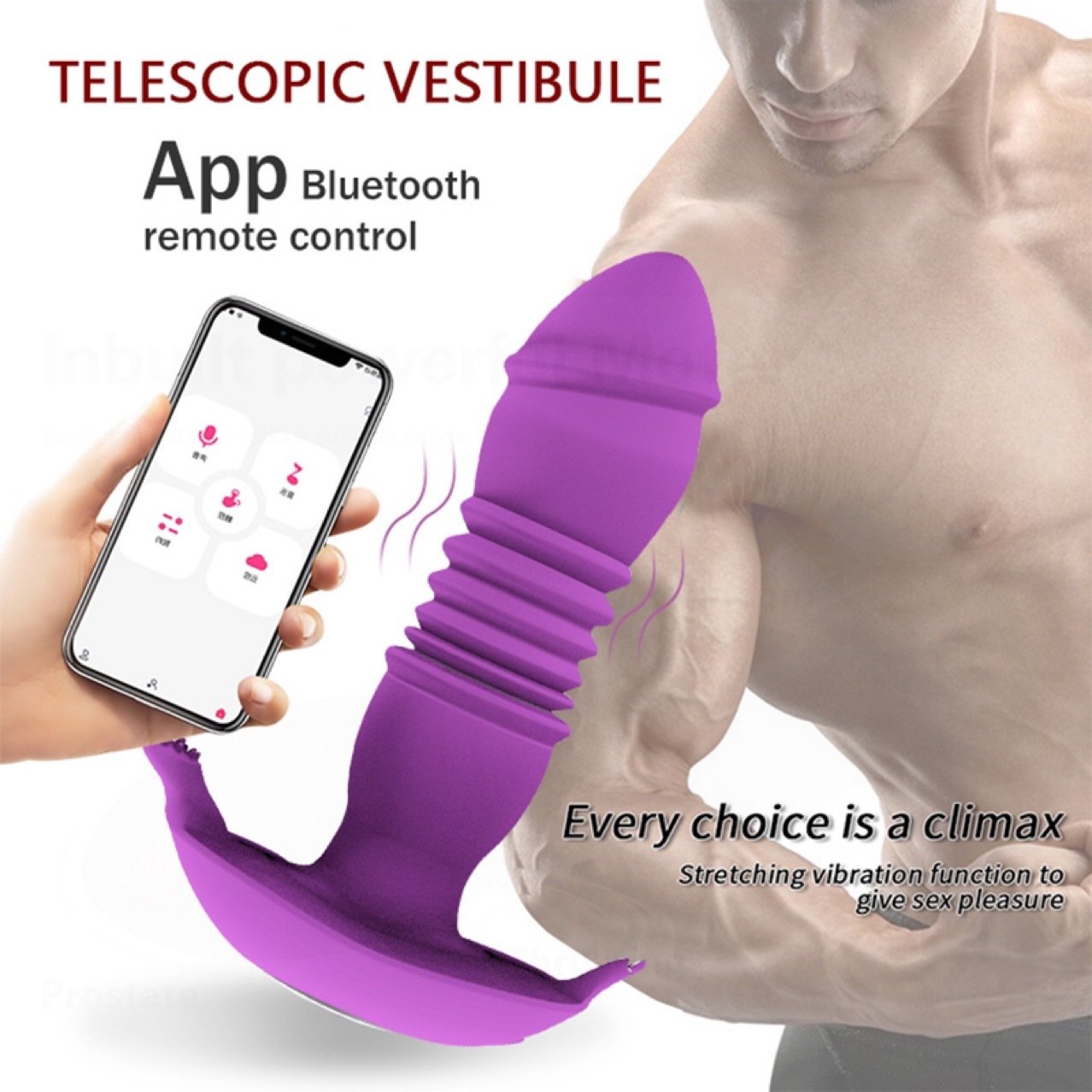 Telescopic Anal Dildo Massager prostate thruster vibrator with app Underwear Panty Vibrating Butt Plug For Men