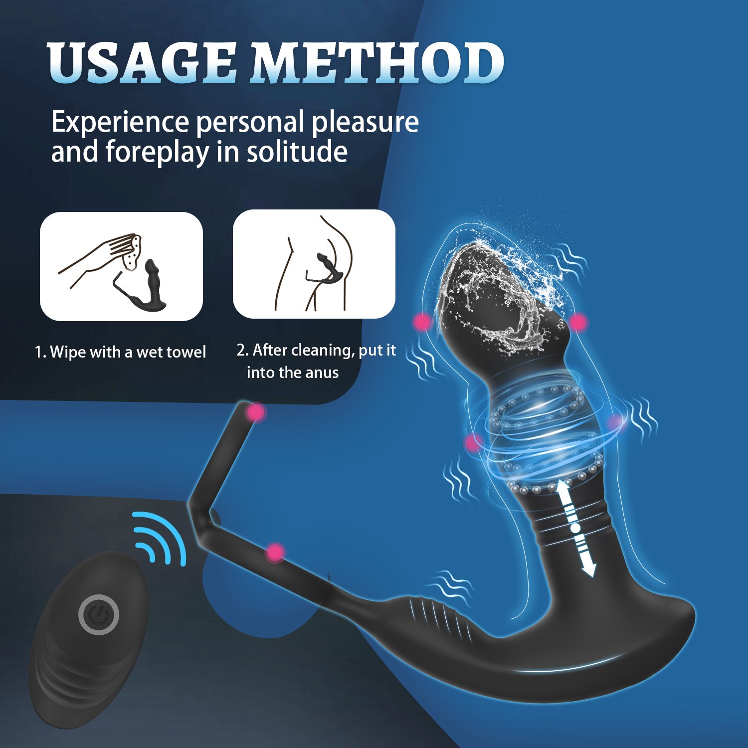 APP Control 2 in 1 Silicone Powerful Anal Plug Vibrator with Penis Ring Wireless Anal Sex Toys Long Butt Plugs For Male Massager