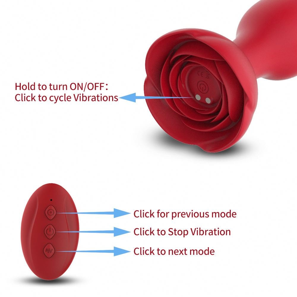Rose Anal butt Plug Vibrators Sex Toy Remote Control Silicone Prostate Massager Anal Sex Toy with 10 Vibrating Thrusting