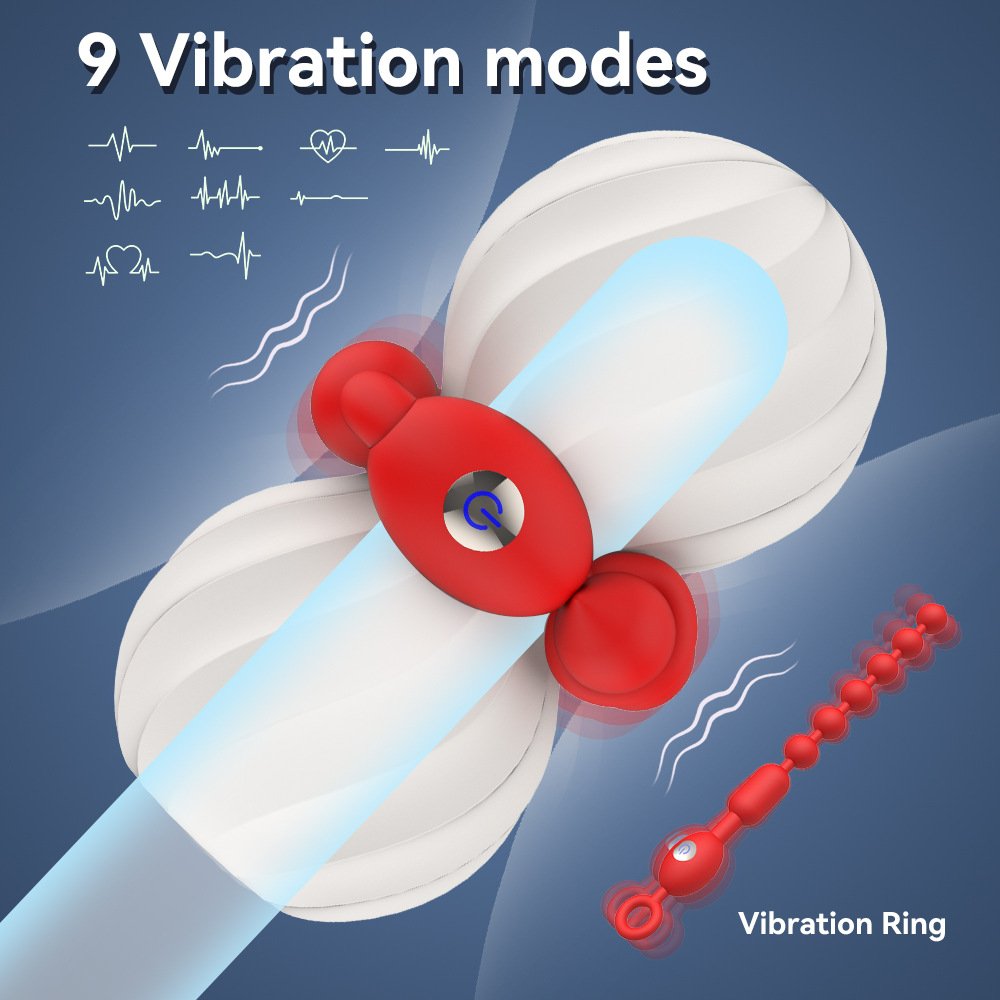 9 Frequency Manual Training Men's 2-in-1 Silicone Masturbator New Anal Beads Heated Air Cup Sex Toys