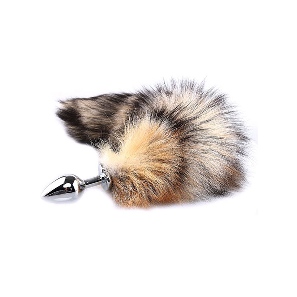 Anal Toy Fur Real with Small Metal Plug Mixed Color Cosplay Sex Toys for Women Juguetes Sexuales Anal