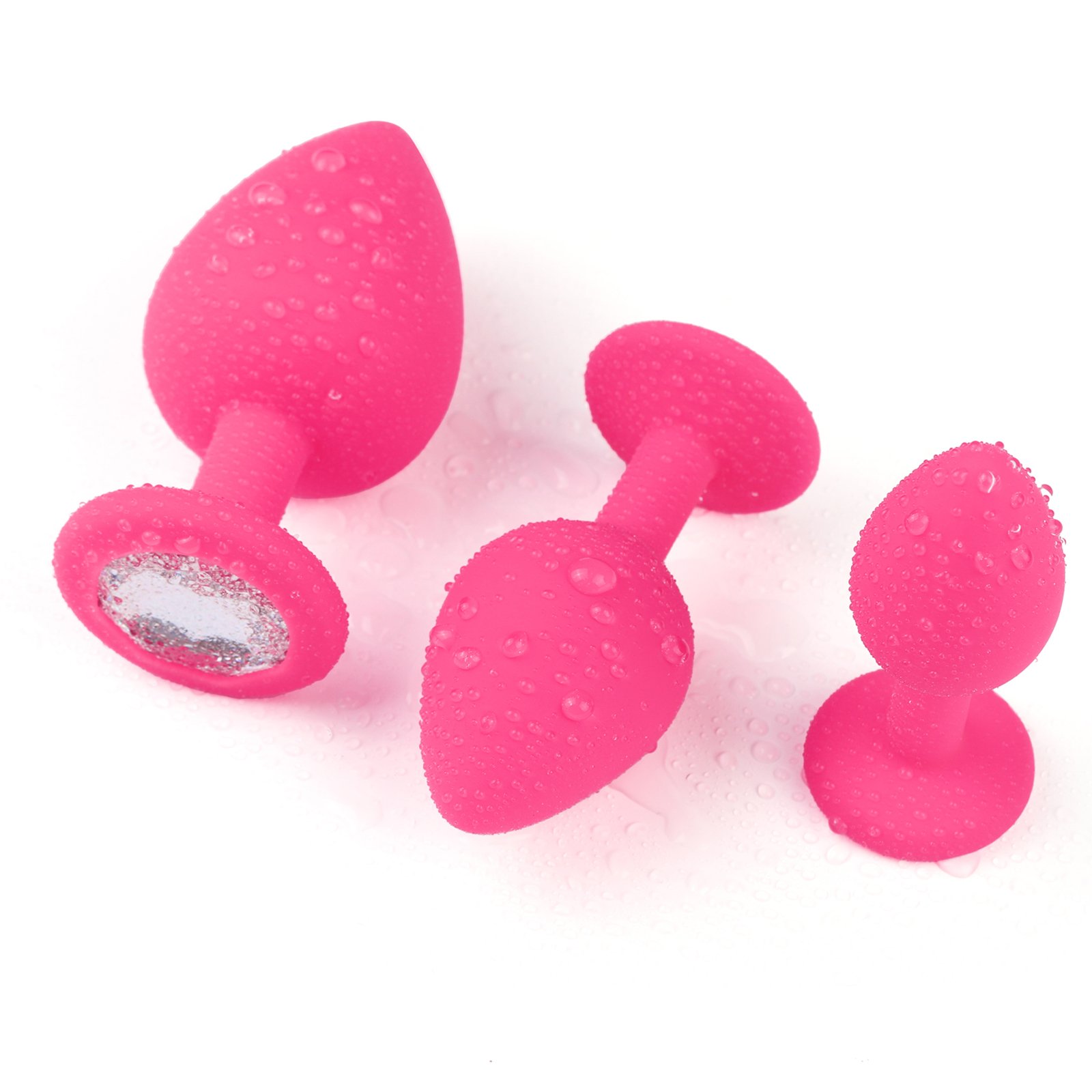 FBA-010 Pink Silicone Anal Plug Set Transparent Jewel Butt Plug Sex Toys for Women Juguetes Sexuales
