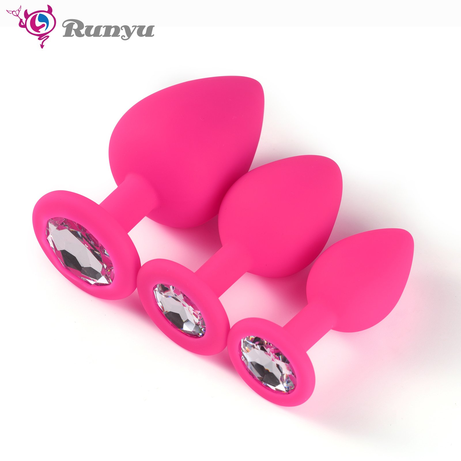 FBA-010 Pink Silicone Anal Plug Set Transparent Jewel Butt Plug Sex Toys for Women Juguetes Sexuales