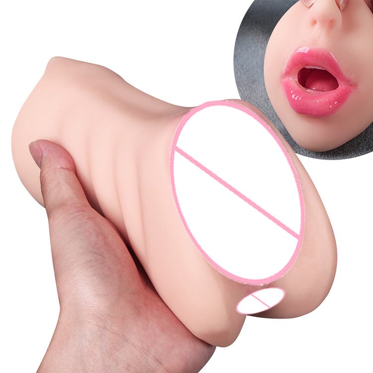 Realistic Silicone Pocket Tite Pussy Masturbator for Man Tongue and Mouth Sex Toys
